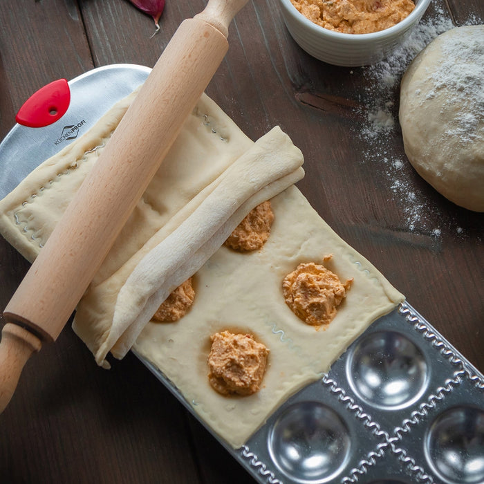 Kuechenprofi Ravioli Tray with wooden roller