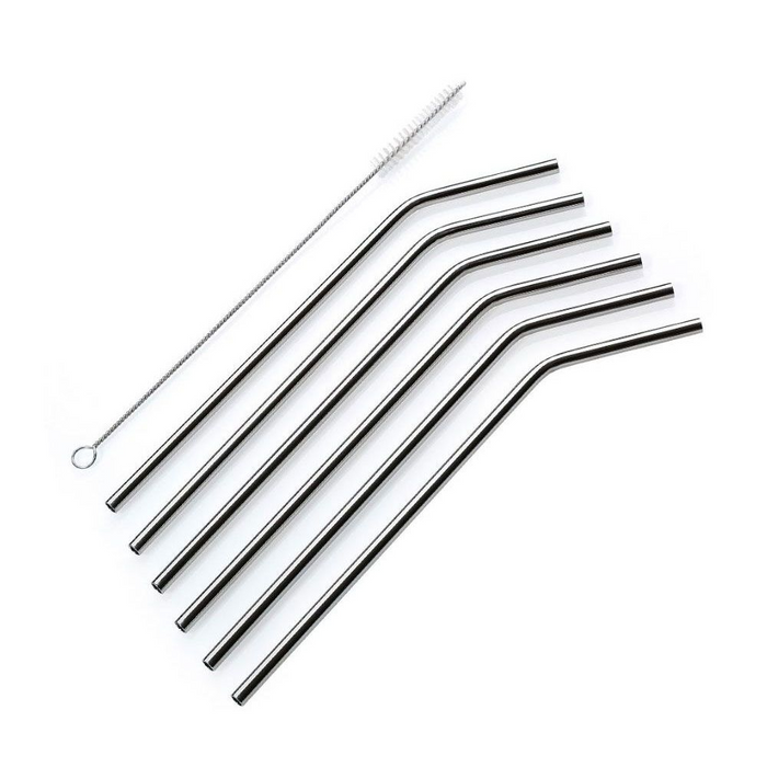 Cilio Drinking Straws Stainless Steel Curved