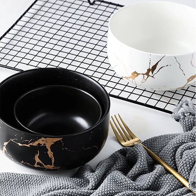 Kintsugi Black or White Dinner Large Bowl - Gourmet Gear