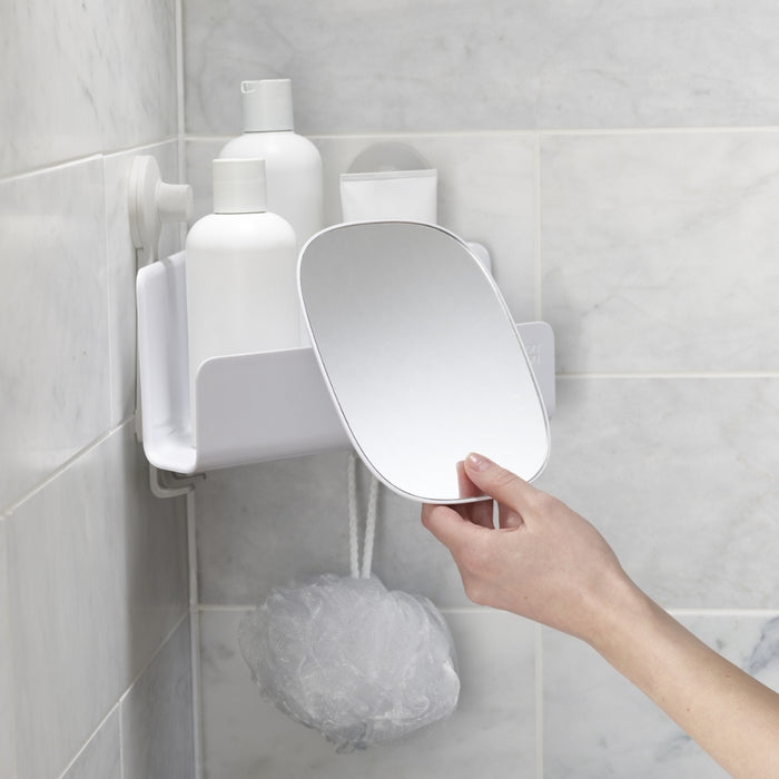 Joseph Joseph EasyStore™ Corner Shower Shelf with Removable Mirror – White