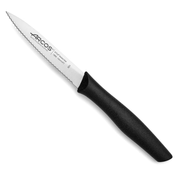 Nova Serrated Paring Knife - 100mm in various coloured handles