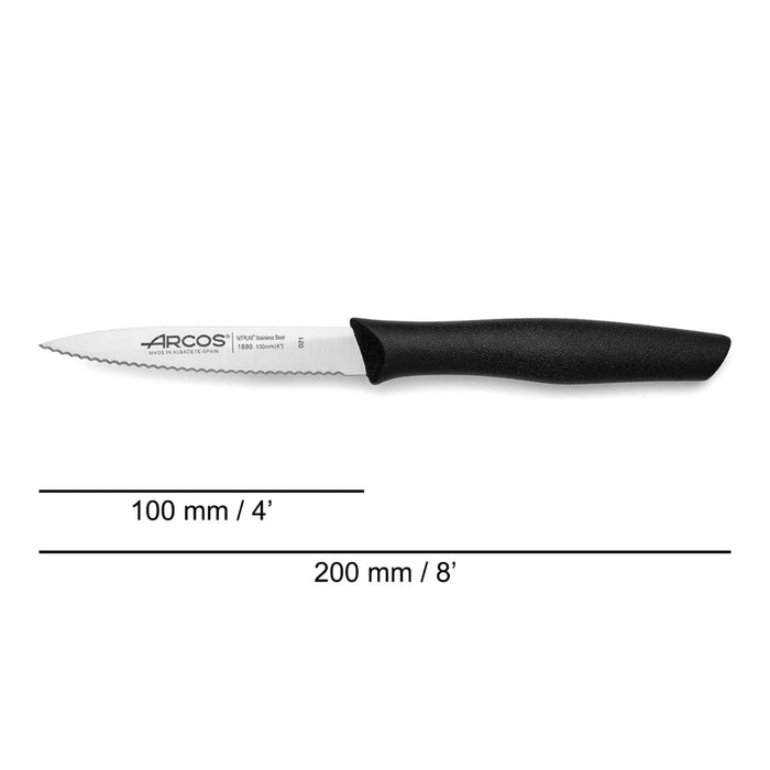 Nova Serrated Paring Knife - 100mm in various coloured handles