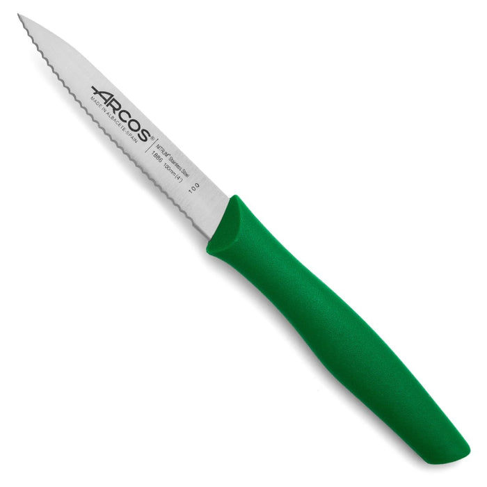 Nova Serrated Paring Knife - 100mm in various coloured handles