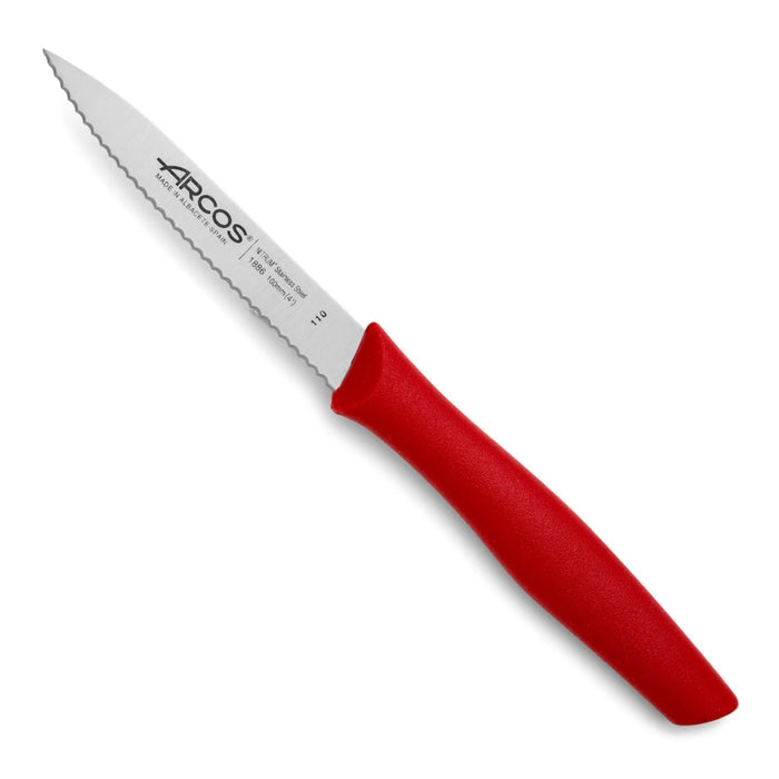 Nova Serrated Paring Knife - 100mm in various coloured handles