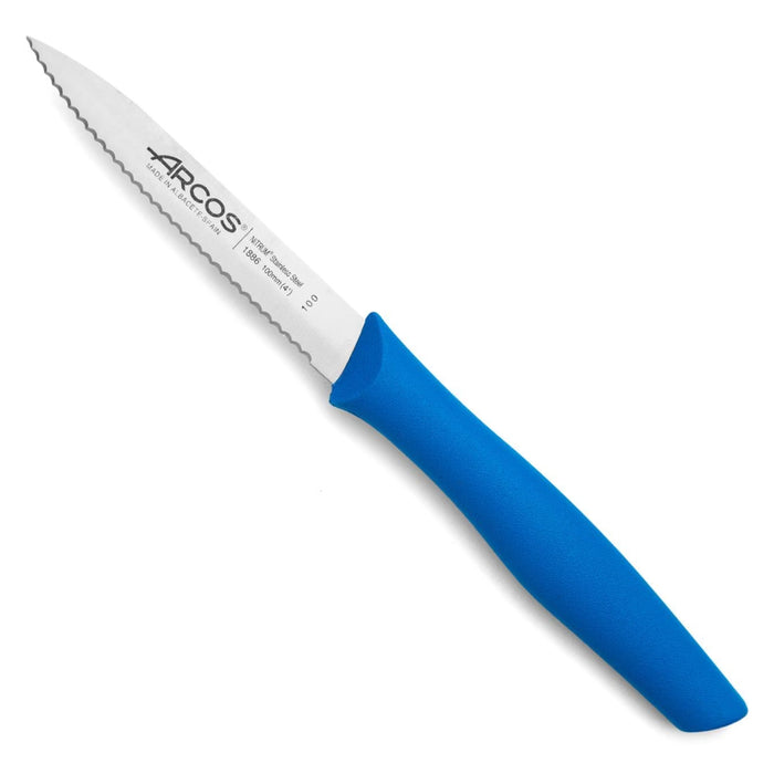 Nova Serrated Paring Knife - 100mm in various coloured handles