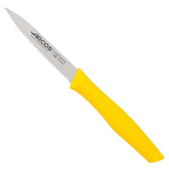 Nova Serrated Paring Knife - 100mm in various coloured handles