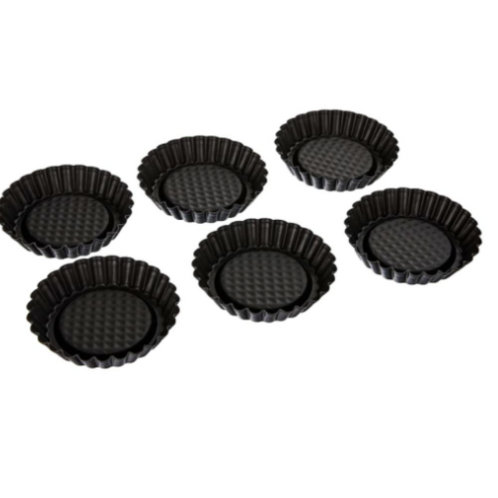 Zenker Black Metallic Set of 6 Tartlet tins 10cm