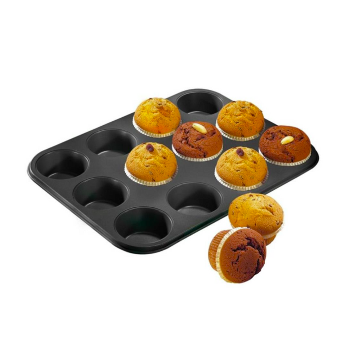 Zenker Black Metallic 12 Cup Muffin Tin - 36.5x27.5cm