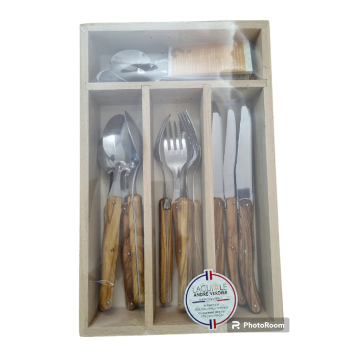 Andre Verdier YC Cutlery Set 16pc - Olive Wood