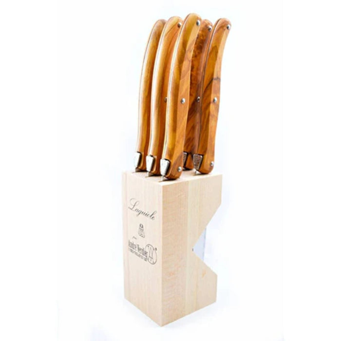 Andre Verdier Steak Knife Set with Wooden Stand, Set of 6 - 2 Colours