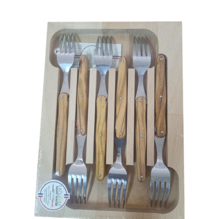 Andre Verdier Dinner Forks, Set of 6 - Olive Wood