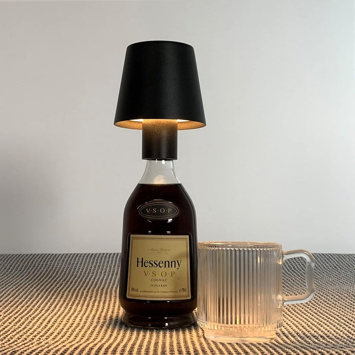 Portable and Rechargeable Black or White Bottle Topper Lamp