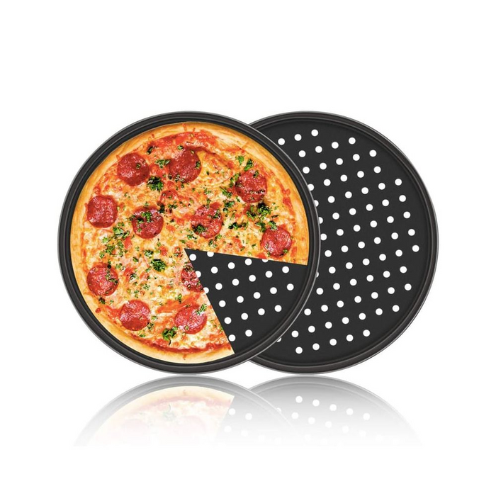 Zenker Stackable Perforated Pizza Pans with cutter 32cm