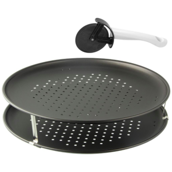 Zenker Stackable Perforated Pizza Pans with cutter 32cm