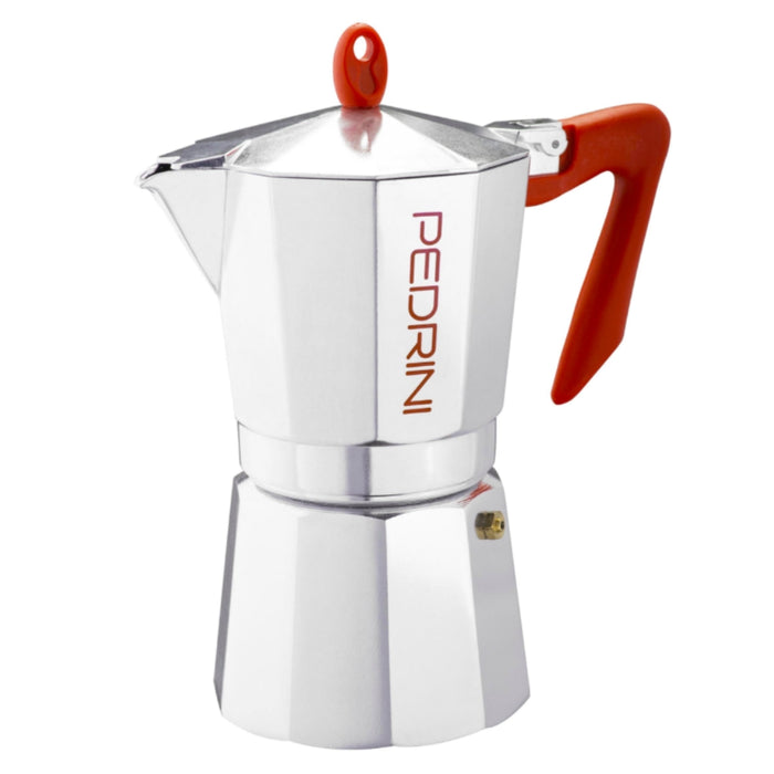 Pedrini Aluminium Polished Coffee Maker - Red