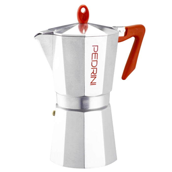 Pedrini Aluminium Polished Coffee Maker - Red