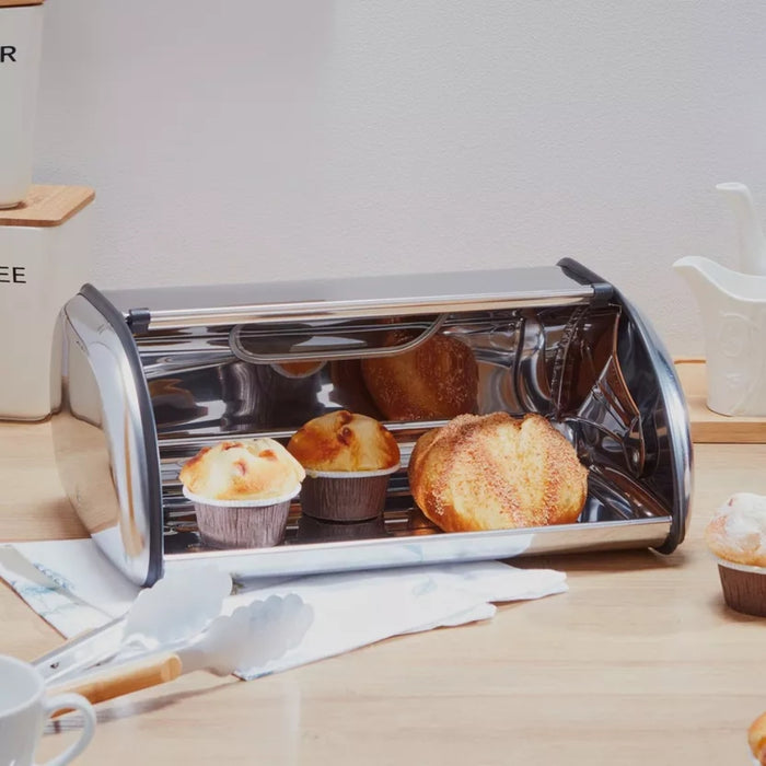 Brabantia Bread Bin Roll Top - Matt Steel