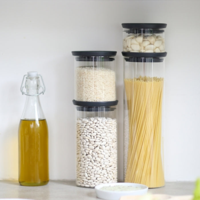 Brabantia Stackable Glass Jar 0.6 litre - Dark Grey Lid