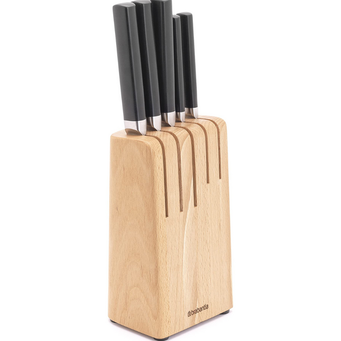 Brabantia Profile Wooden Knife Block - Beech Wood