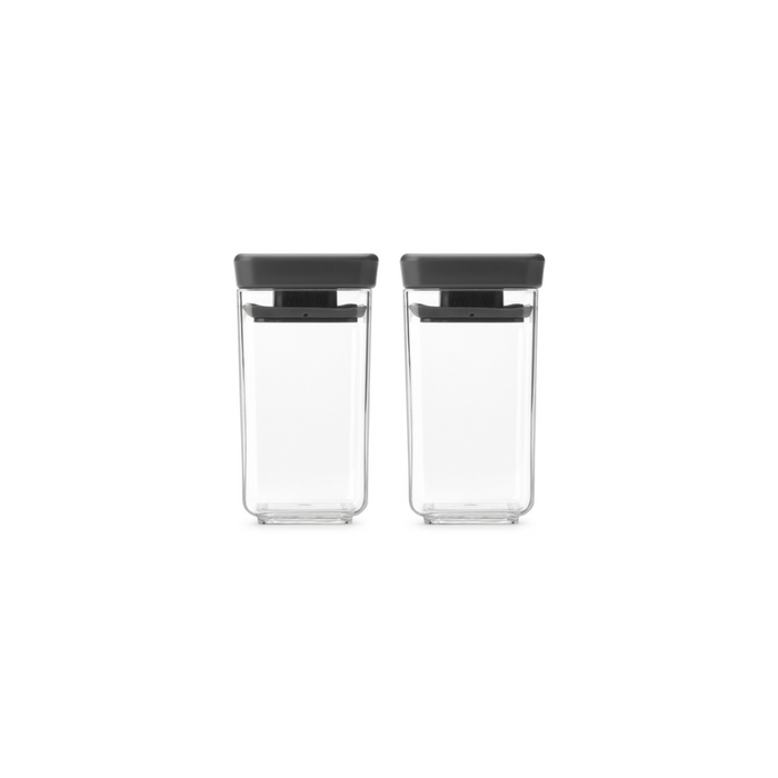 Brabantia Tasty+ Stackable Canister, Set of 2 (2 x 0.15 litre) - Dark Grey