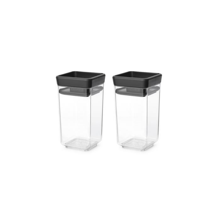 Brabantia Tasty+ Stackable Canister, Set of 2 (2 x 0.15 litre) - Dark Grey