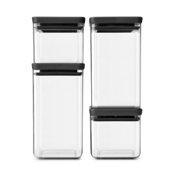 Brabantia Tasty+ Square Canister Set of 4 - Dark Grey Lid