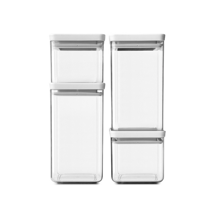 Brabantia Tasty+ Square Canister Set of 4 - Light Grey Lid