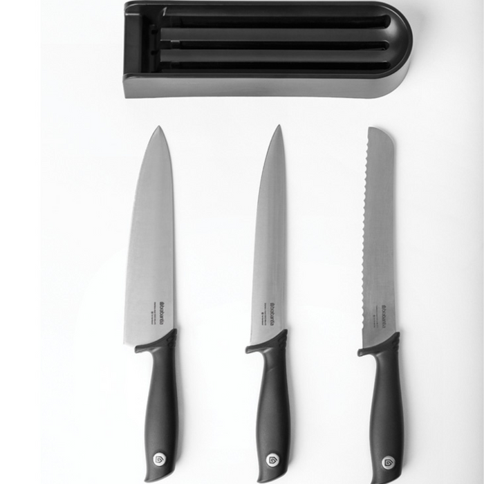 Brabantia Tasty+ Drawer Knife Block with 3 Knives - Dark Grey