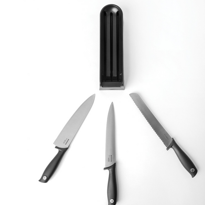 Brabantia Tasty+ Drawer Knife Block with 3 Knives - Dark Grey