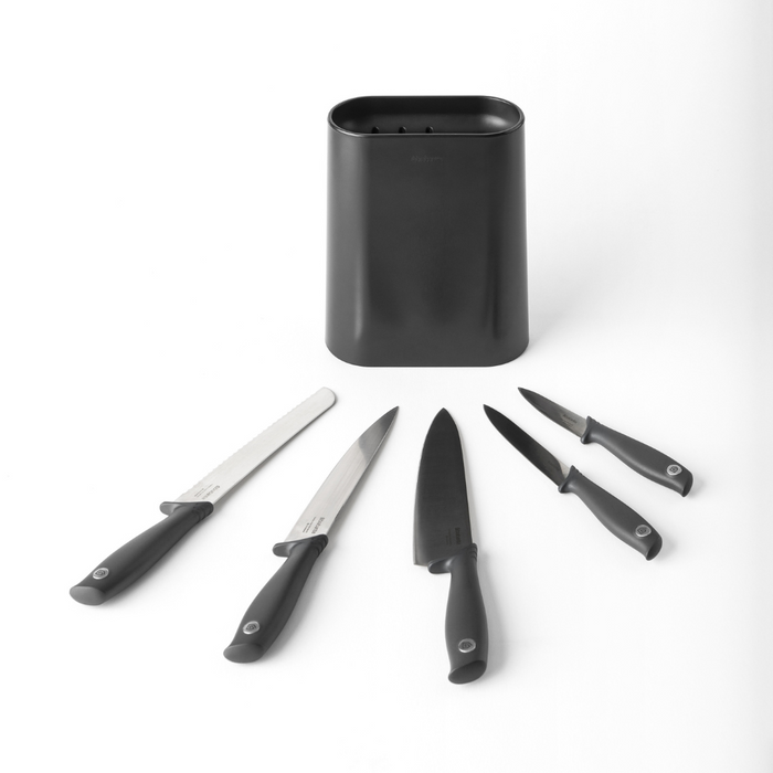 Brabantia Tasty+ Knife Block with 5 Knives - Dark Grey