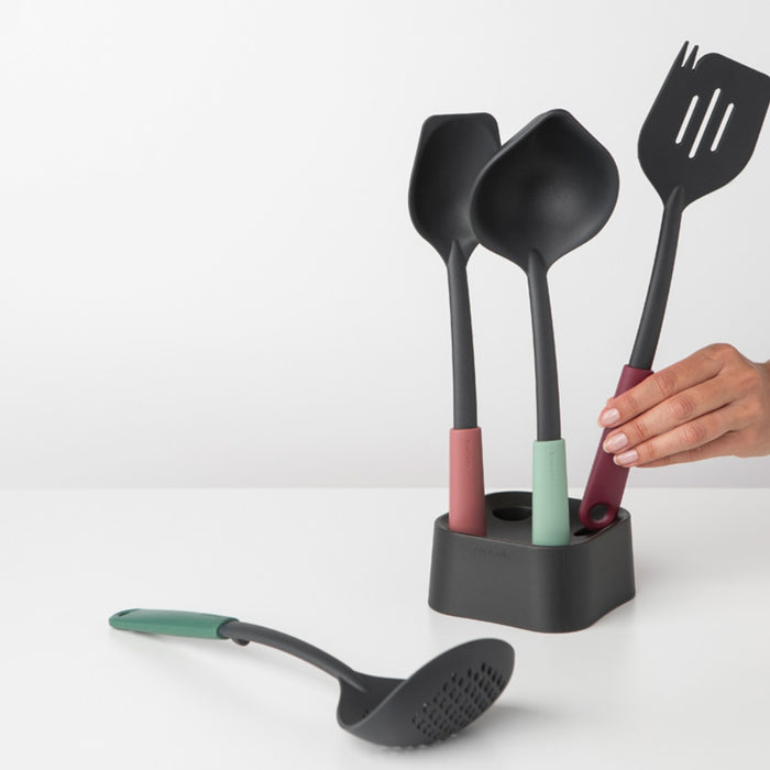 Brabantia Tasty+ Kitchen Utensils Set plus Stand - Mixed Colours