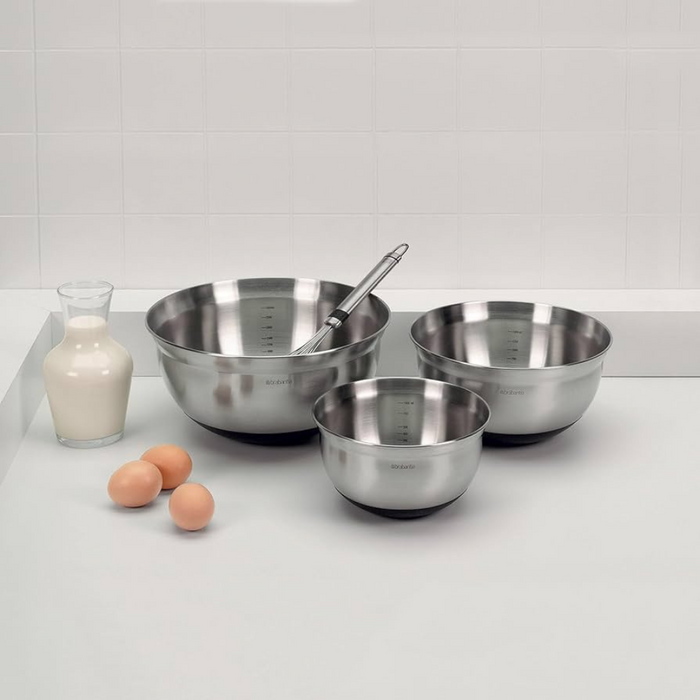 Brabantia Mixing Bowl Set (1L, 1.6L, 3L) Matt