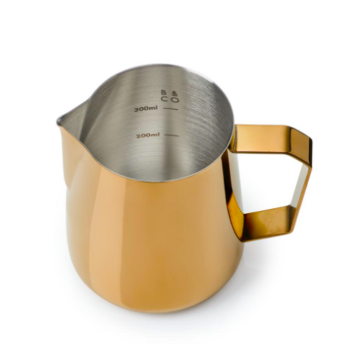 Barista & Co 400ml Pro Pitcher - Rose Brass & Pearl Black