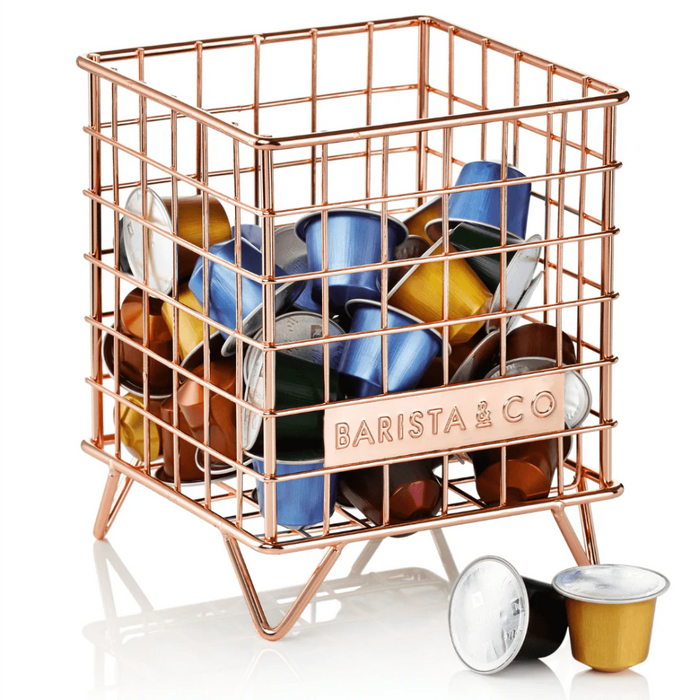 Barista & Co Corral Pod Coffee Capsule Storage - Steel ;Black & Copper