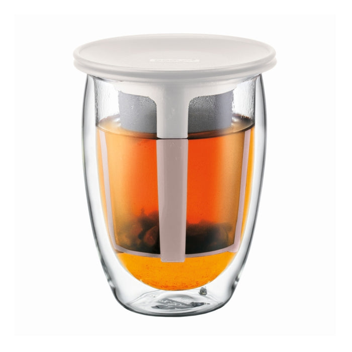 Bodum Tea for 1 Glass+Tea Strainer 350ml White