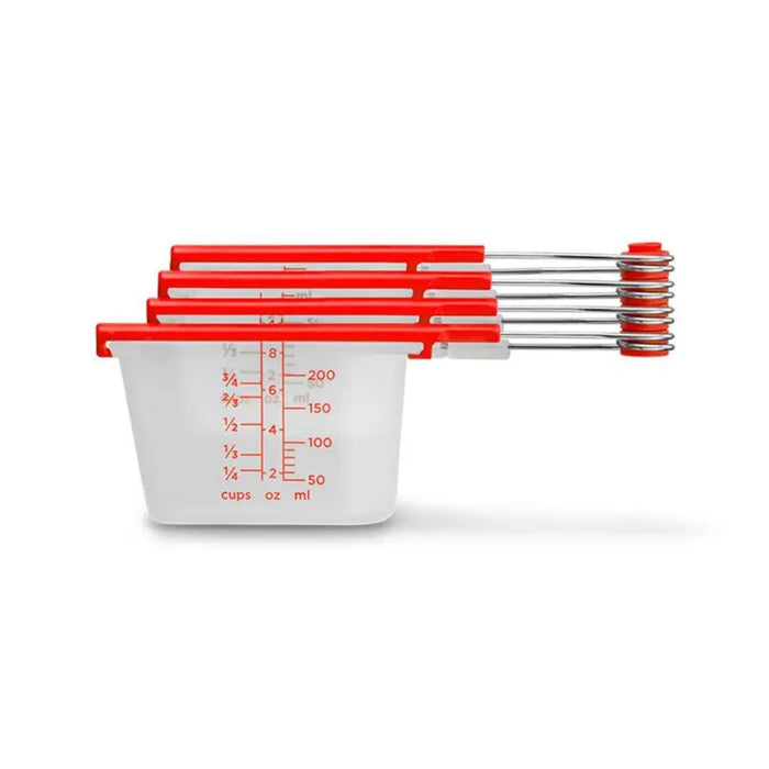 Dreamfarm Set of 4 Levups Measuring Cups - Clear & Red