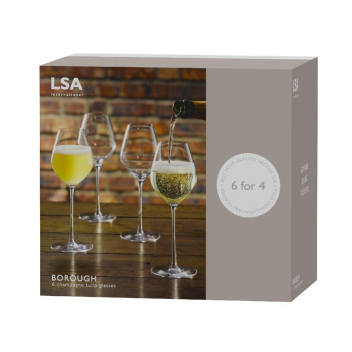 LSA International Borough Champagne Tulip Glasses, Set of 6