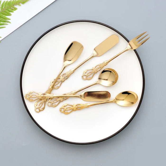 Vintage Gold Cake Forks - Set of 6 - Gourmet Gear