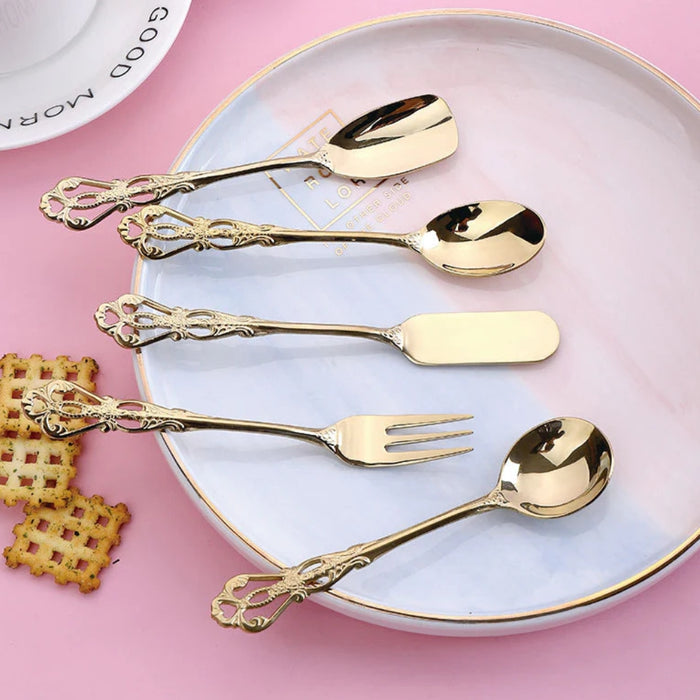 Vintage Gold Cake Forks - Set of 6 - Gourmet Gear