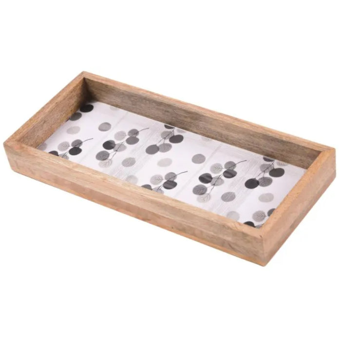 Black and Grey Leaves Slim Rectangular Tray - Gourmet Gear