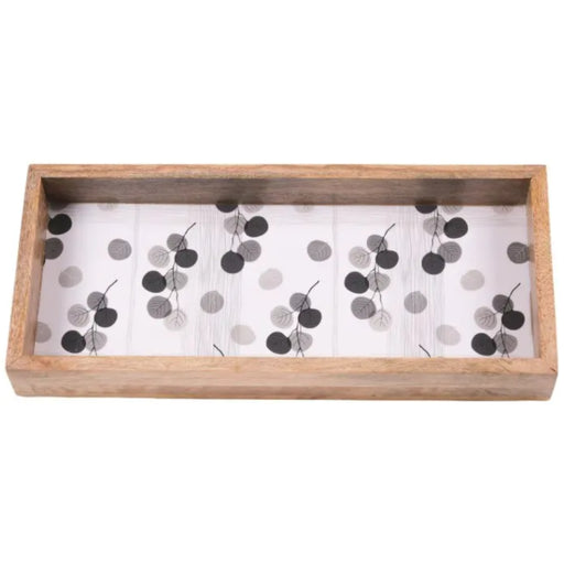 Black and Grey Leaves Slim Rectangular Tray - Gourmet Gear