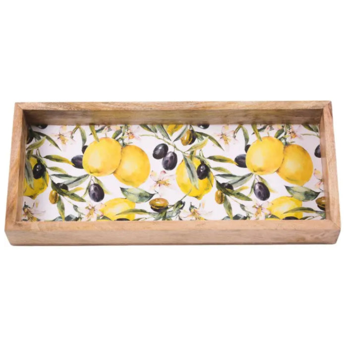 Lemon and Olive Slim Rectangular Tray - Gourmet Gear