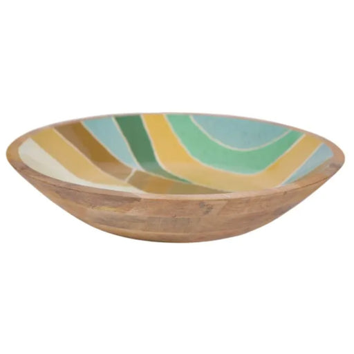 Blue Yellow Wave Wooden Bowl - Gourmet Gear