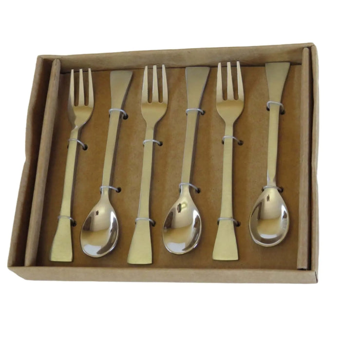 Lavaza Gold Teaspoon and Fork Set - Set of 6 - Gourmet Gear