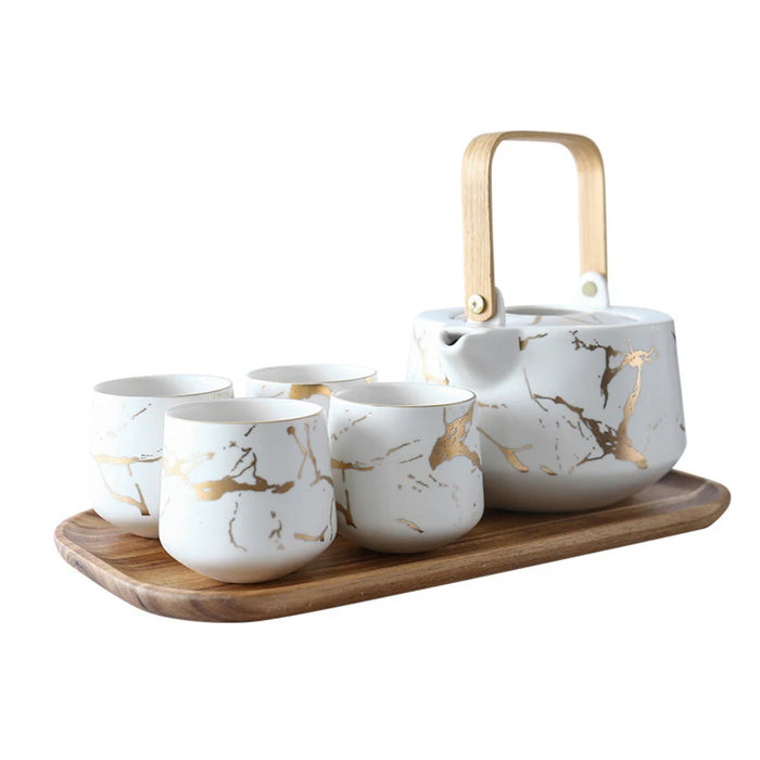 Kintsugi Black or White Teapot and Cups Set - Gourmet Gear