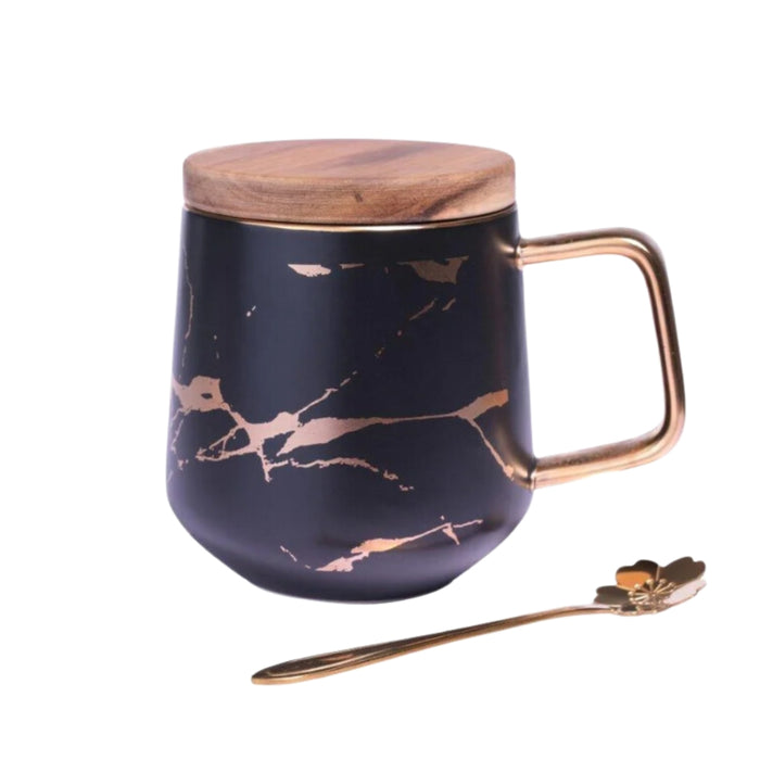 Kintsugi Black or White Mug with Spoon - Gourmet Gear