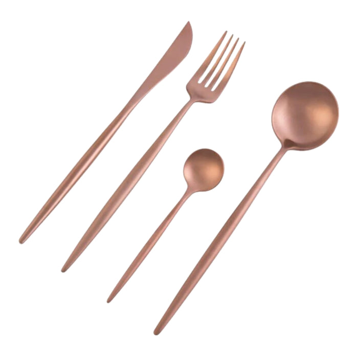 Dubai Matte Rose Gold Titanium Cutlery Set - 16 pcs - Gourmet Gear