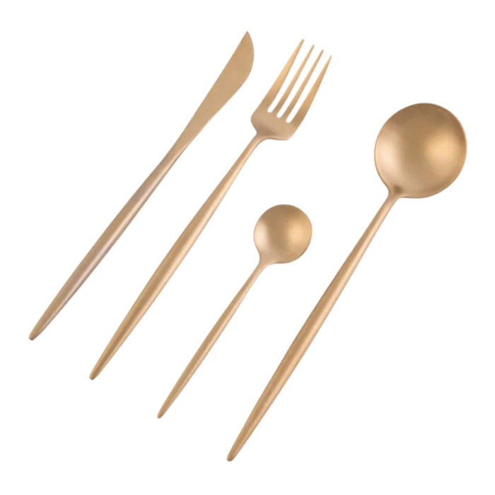 Dubai Matte Gold Titanium Cutlery Set - 16 pcs - Gourmet Gear