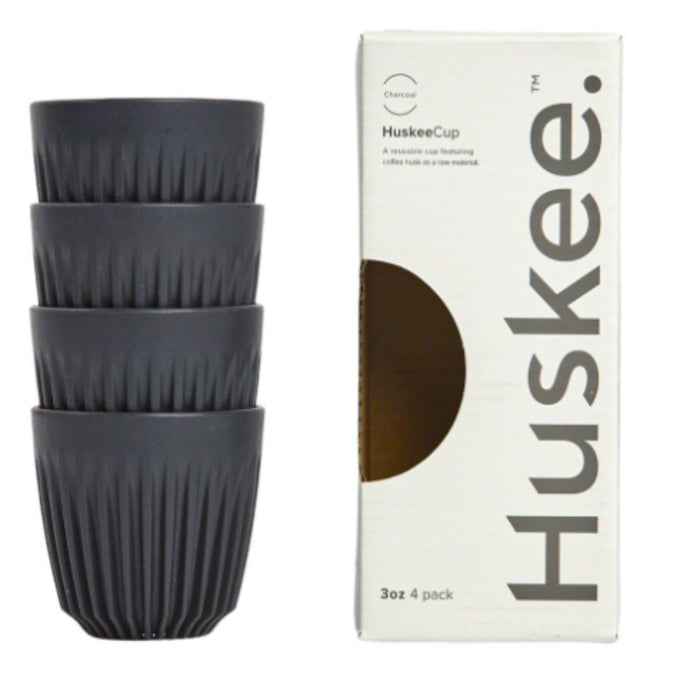 Huskee Cup Espresso 90ml, Set of 4 - Charcoal & Natural