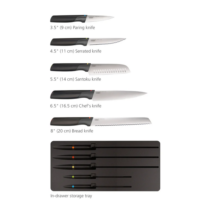 Joseph Joseph Elevate™ Store 5-Piece Knife Set with In-Drawer Storage Tray